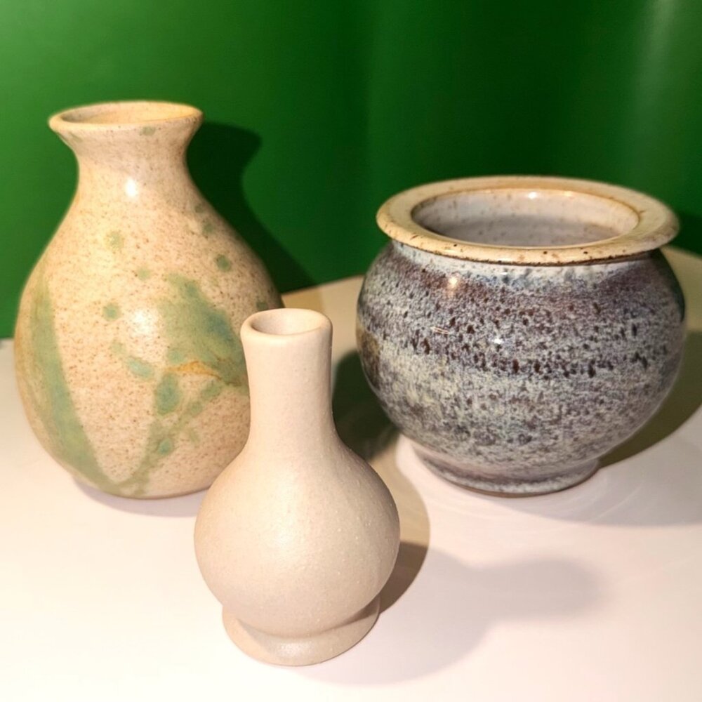 Vintage Pigeon Forge Pottery Bud Vase Studio Art Stoneware Lot 3 Speckled Glaze